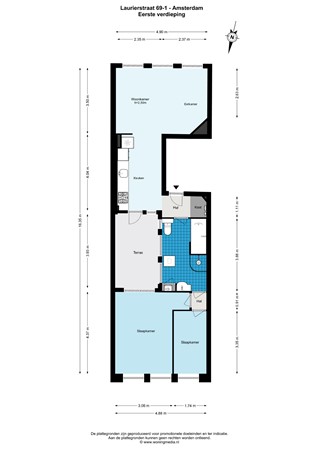 Floorplan - Laurierstraat 69-1, 1016 PJ Amsterdam